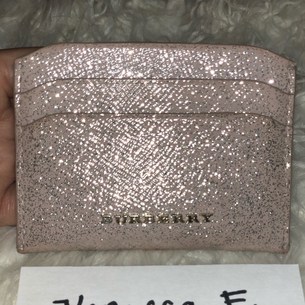 Authentic Pink glitter Burberry card holder wallet